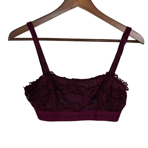 Victoria's Secret Red Maroon Lace Bralette Women's Medium - Picture 1 of 4